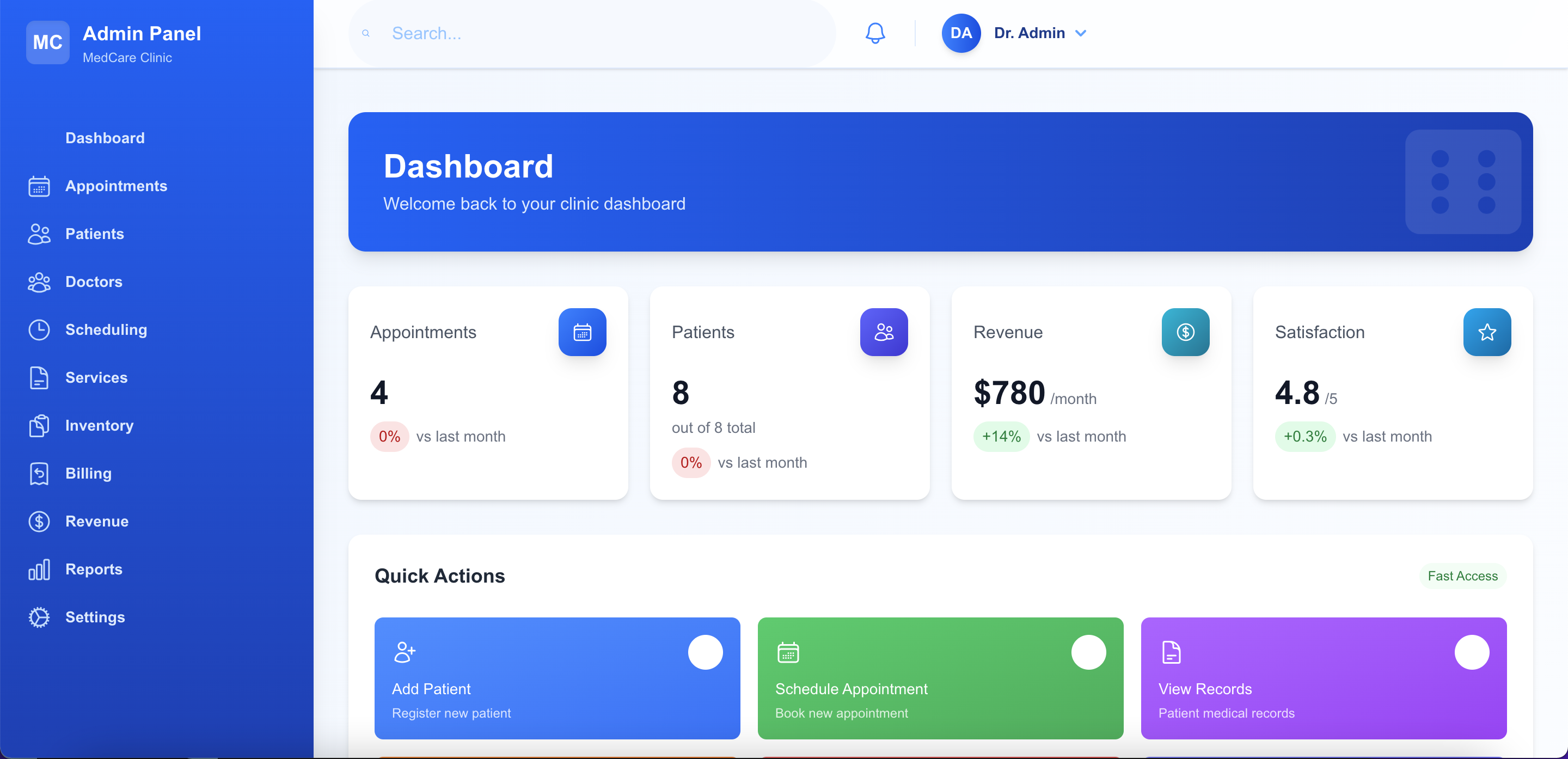 MedCare Pro Dashboard Demo