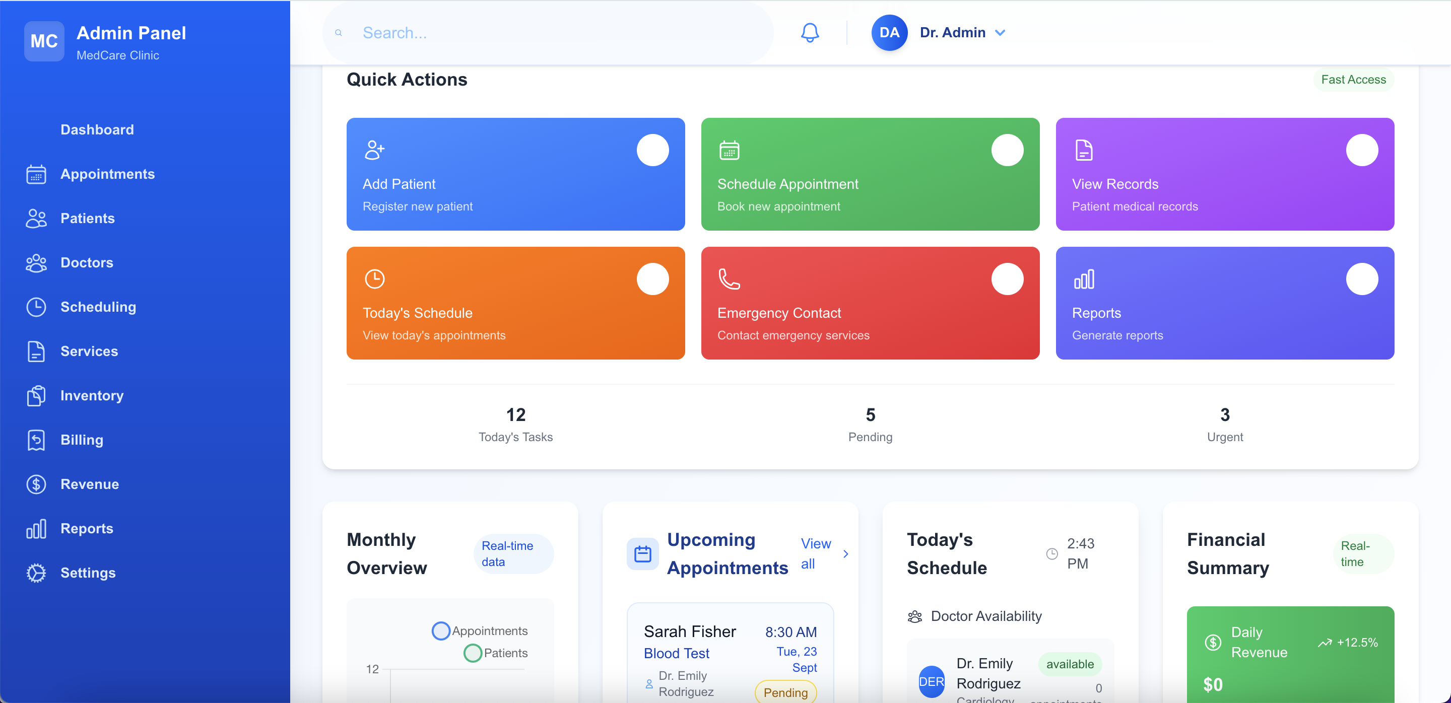 Dashboard Quick Actions
